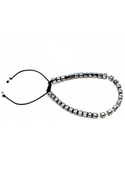 MANAVA Βραχιόλι με 12 μπάλες από ασήμι 925 και κύβους αιματίτη