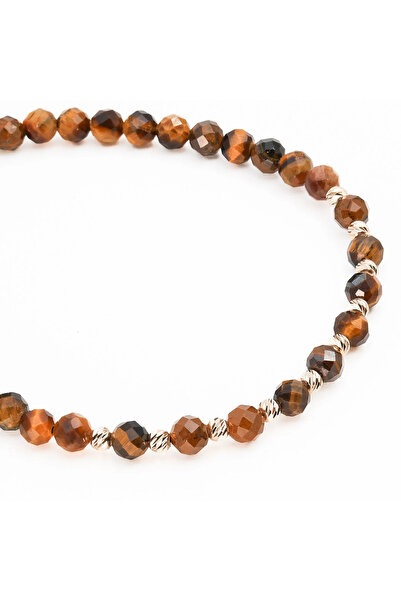 MANAVA Bracelet with 10 14k Gold balls and faceted tiger eye spheres