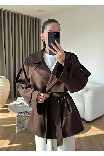 Lady Pixie Kadın Premium Kalite Ara Boy Trençkot