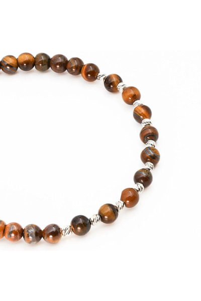 MANAVA Βραχιόλι με 12 ασημένιες μπάλες 925 και μάτι τίγρης