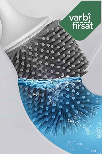Varbifırsat Antibacterial Silicone Tip Toilet Brush Set - Toilet and Toilet Bowl Cleaning Brush