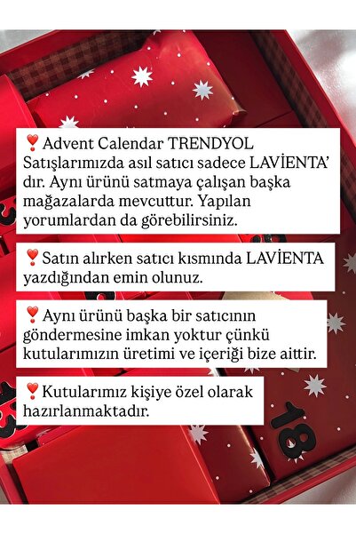 Lavienta 2025 Kişiye Özel 12'li Lavi’enta Üretimi Takı Advent Calendar Kutusu (İÇERİK AÇIKLAMADA) KırmızıKutu