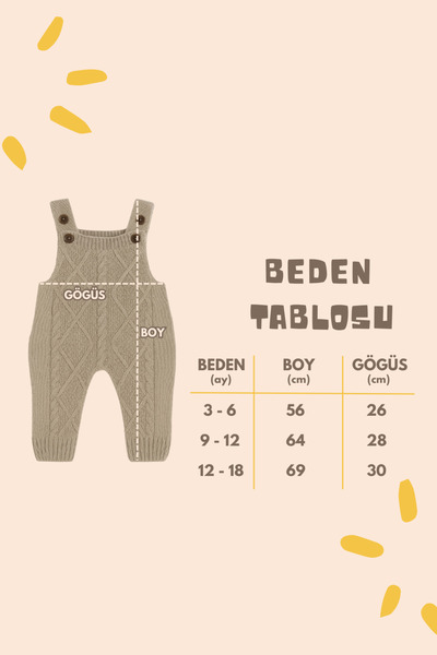 Babily Adjustable Strap Thessaloniki Knitted Hat Knitwear Jumpsuit Salopet Baby