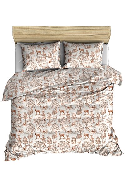 makiteks Σετ παπλωματοθήκης Maki Home από 100% βαμβάκι με θέμα το Χριστουγεννιάτικο Ζούγκλα με άλκες 240x220 εκ.