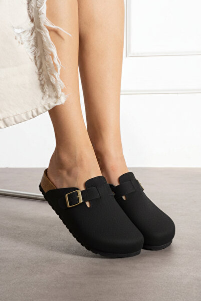 Bermody شبشب بوسطن اليومي من إيليزا للنساء ذو نعل مريح من الفلين باللون الأسود