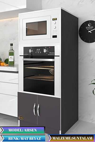 Kenzlife Ankastre Fırın Dolabı Ahsen Gri Mutfak Banyo Kiler Ofis Kitaplık