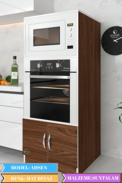 Kenzlife Ankastre Fırın Dolabı Ahsen cvz 144(Y)*60(G)*56(D) Mutfak mikrodalga mat ceviz suntalam
