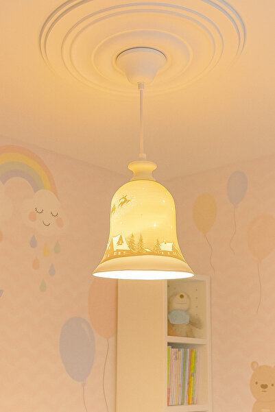 Muvesta -Kış Gecesi Avizesi-Işık Açıldığında Masalsı Desenler-Çocuk Odası Avi...