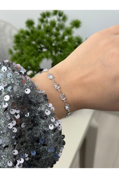 Stone Detailed Shimmering Stainless Tinted Steel Bracelet-women's bracelet- bracelet
