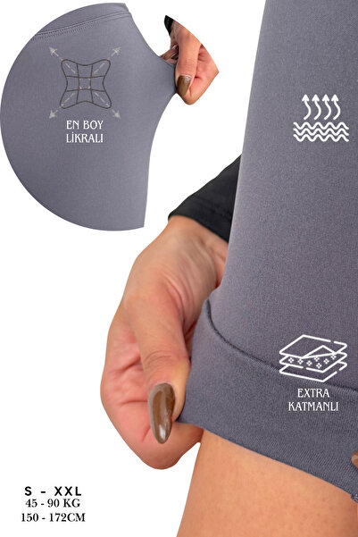 OPENDO Χειμερινό κολάν με φλις εσωτερικά ψηλόμεσο T εφέ σύσφιξης Γυναικείο κολάν παντελόνι Space Grey