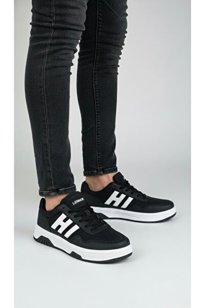 Lennox أحذية رجالية سوداء وبيضاء ذات نعل عالٍ