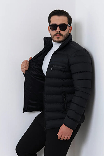 comstar Men's Trendy Zippered Stylish Navy Blue Puffer Jacket