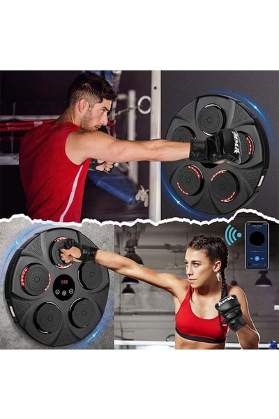 Generic Wall Mounted Music Boxing Training Machine with Gloves, Bluetooth Sensor Target Boxing Pads