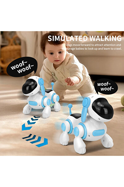 Blue Smart Interactive Robotic Dog,Simulated Walking, Light, Sound, Music, Children's Educational Cr