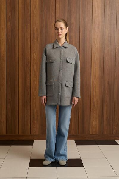 TERZİ DÜKKANI RAVEL 4 CEPLİ SCUBA PUF KAP GRİMELANJ