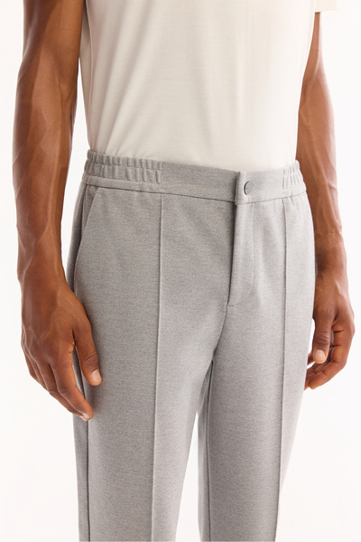 Avva Erkek Gri Yanı Lastikli Pamuklu Viskon Karışımlı Relaxed Fit Pantolon A52Y3036