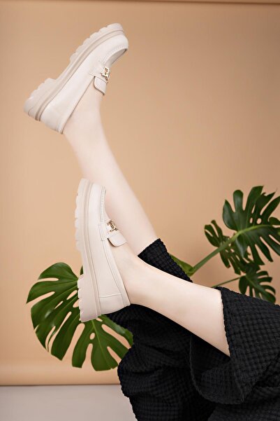 Nesil Shoes Süha 506 Бежеві анатомічні жіночі лофери