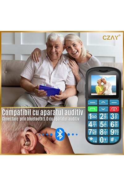 CZAY CZAY® Seniors' Mobile Phone with Large Keys, Romanian Language, Strong Volume, Large LCD Screen, Color, Radio, 2G