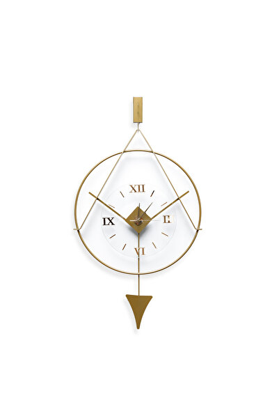 bablo | Meridyen Gold Klasik Modern Duvar Saati Sarkaçlı Camlı Metal Duvar Sa...