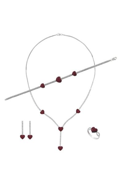 OSMANLI GÜMÜŞ Arya Yakut Taşlı Gümüş Su Yolu Set - Kolye, Bileklik, Küpe, Yüz...