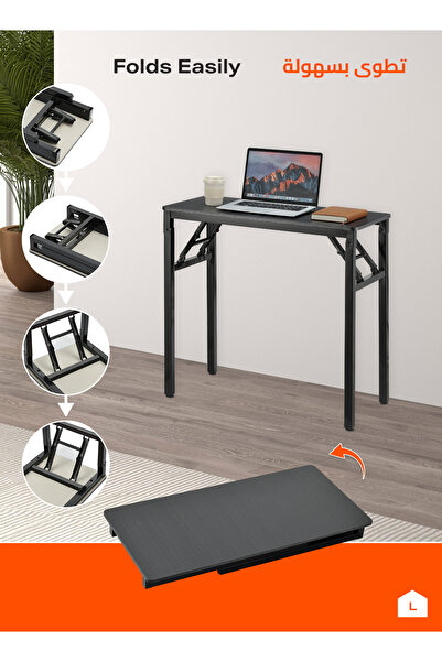 Lawazim Folding Table 80x40cm - Single Layer Desk with Iron Frame and Anti Slip Feet