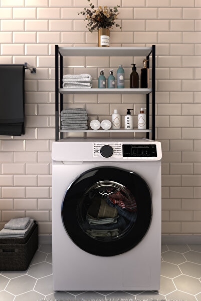 Alibo Çamaşır Makinası Üstü Düzenleyici Raf Beyaz 3 Raflı Banyo Düzenleyici