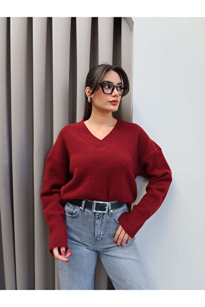 ESRAHELVACI V-Neck Soft Textured Sweater