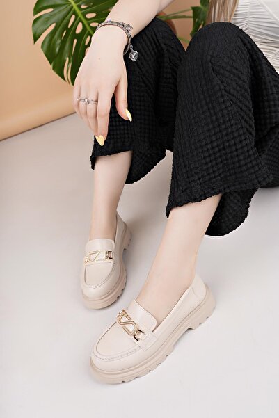 Nesil Shoes Süha 506 Бежеві анатомічні жіночі лофери