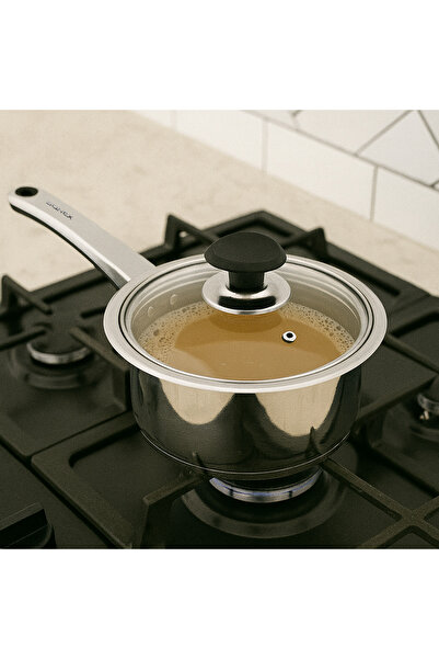 SONEX Mega Stainless Steel Sauce Pan 18 cm & (2 Ltr) Capacity With Glass Lid