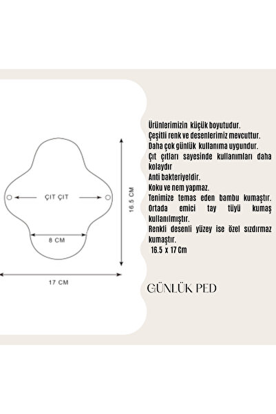 Ponped Washable Natural Women's Pad 3-Piece Daily Set