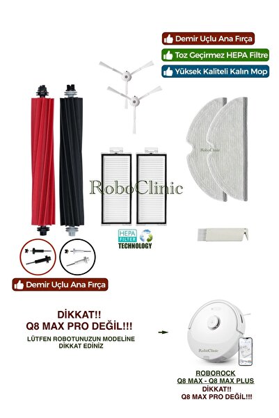 Roboclinic Roborock Q8 Max, Q8 Max Plus Robot Süpürge Uyumlu Yedek Fırça, Hep...