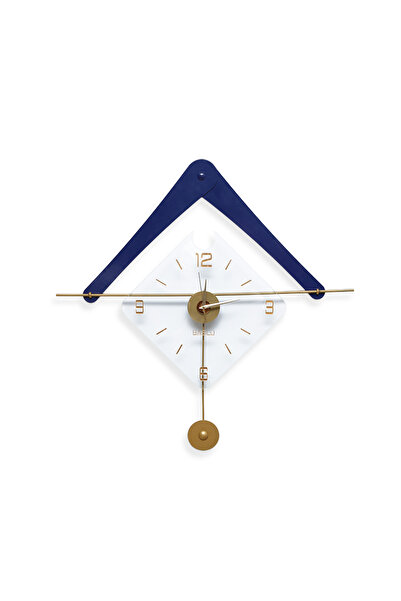 bablo | Astra Lux Modern - 75x75cm Lacivert Gold Duvar Saati - Kare Camlı Lük...