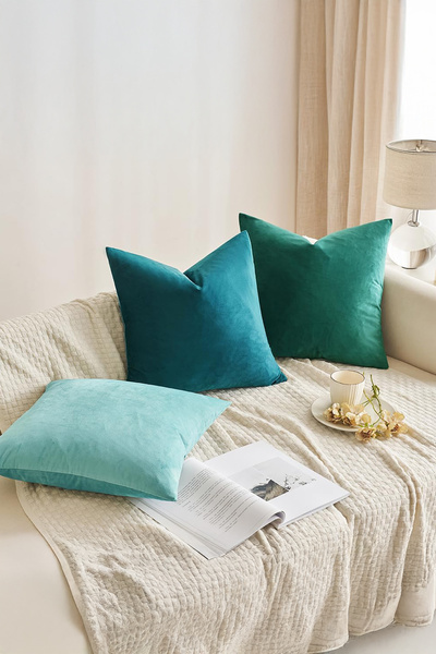 ASDİVA Malcolm Velvet Decorative Throw Pillow Cover – Petrol Blue |   With Zipper |   40X40 / 45X45 / 50X50 / 60X60