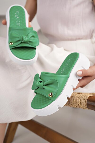 Nesil Shoes Dvm 6600 Зелені тапочки для жінок з масажною підошвою