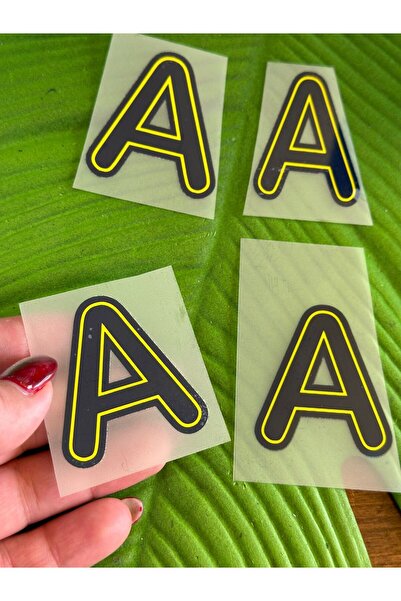 Gönülden Tasarım 5x4 cm 4 bucăți lipite cu fier de călcat imprimare prin transfer cu litera A - Armag Blue