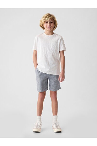 GAP Erkek Çocuk Açık Mavi Keten Karışımlı Şort