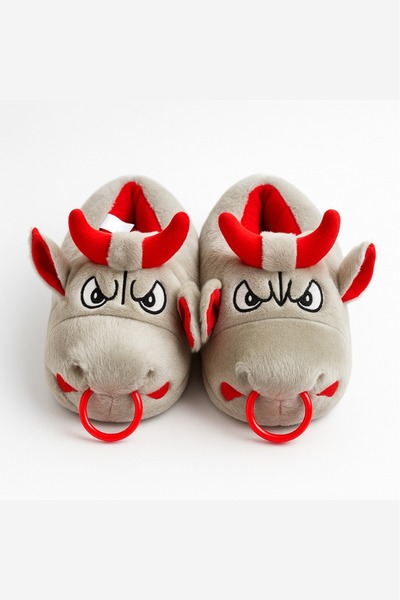 Bayramoğlu Boğa Figürlü Sessiz Taban Pofuduk Ev Terliği