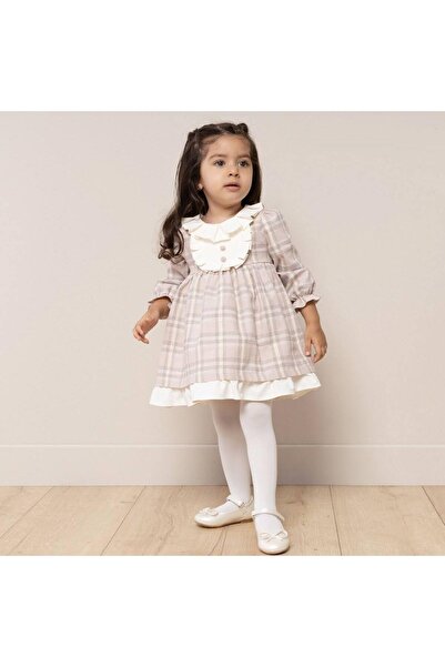 Florijee Livia – Bej Ekose Kız Bebek Kışlık Elbise 6–24 Ay