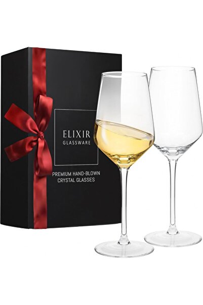 Elixir Glassware Set de 2 pahare premium, din cristal, 414 ml, perfecte pentru degustări, Transparente