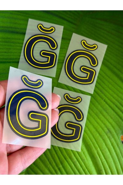Gönülden Tasarım Bleumarin 5x4 cm 4 buc. Braț imprimat cu transfer de litere G moale, care se lipsește cu fierul de călcat