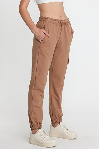 ESPİNA Women's Cargo Pocket Cotton 2-Thread Sweatpants