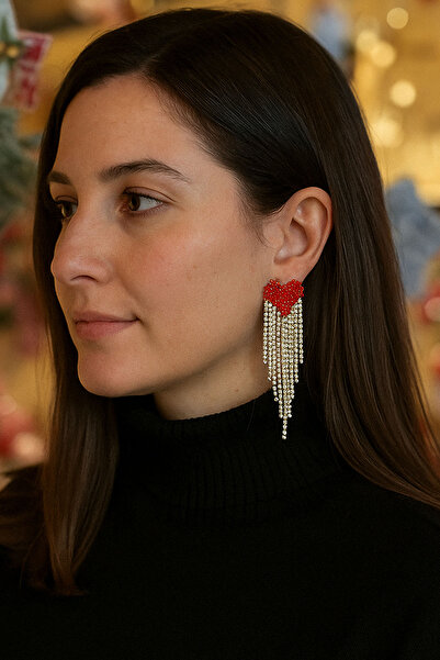 New Obsessions Biaco Red Heart Jewelled Earrings