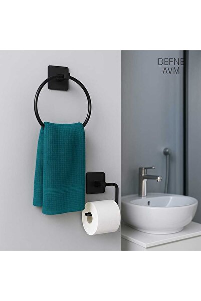 DEFNE AVM Yapışkanlı Vidalı Yuvarlak Havluluk Tuvalet Kağıdı Askısı Wc Kağıdı Tutacağı Havlu Askısı