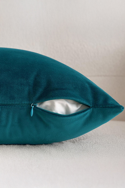 ASDİVA Malcolm Velvet Decorative Throw Pillow Cover – Petrol Blue |   With Zipper |   40X40 / 45X45 / 50X50 / 60X60