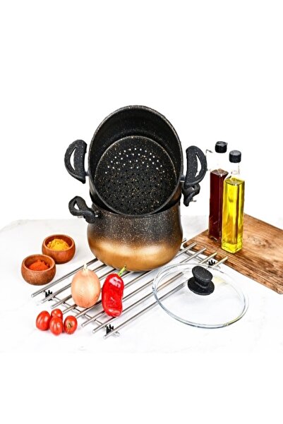 Asey Home Lavonni Eco Diez Ezme Series Couscous Pot - Gold 24 cm