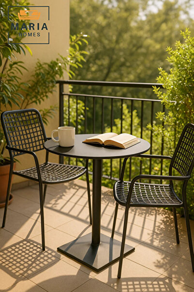 MARIA HOMES طاولة طعام دائرية سوداء - مناسبة للمقهى أو المطعم أو المكتب أو ال...