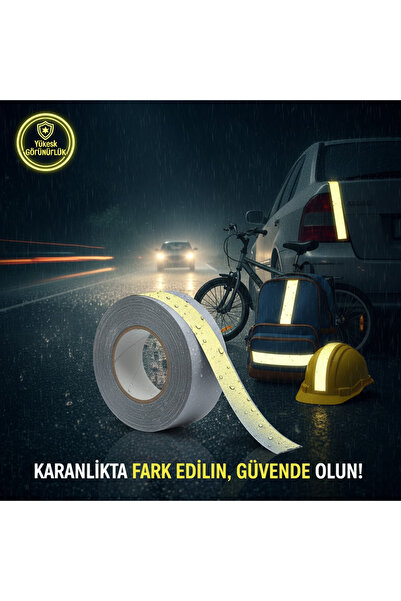 MH MiniHediye Reflective Reflective Highlighter Strip Tape White Warning Tape 5 Meters