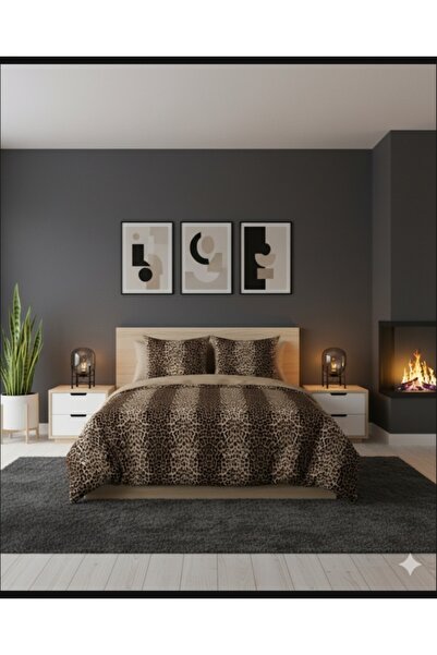 karanihome طقم غطاء لحاف مزدوج مزدوج الاستخدام بنقشة الفهد