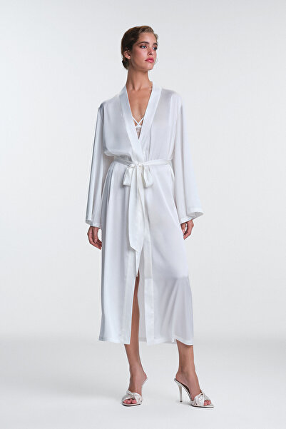 Penti Off-White Scarlett Lace Long Sleeve Dressing Gown