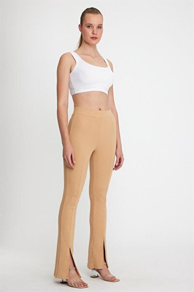 ESPİNA Women's Camisole Slit Leggings Trousers Mink